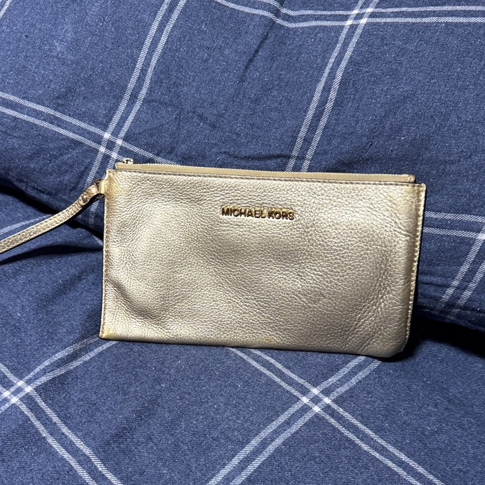 Michael Kors Metallic Wristlet Clutch
